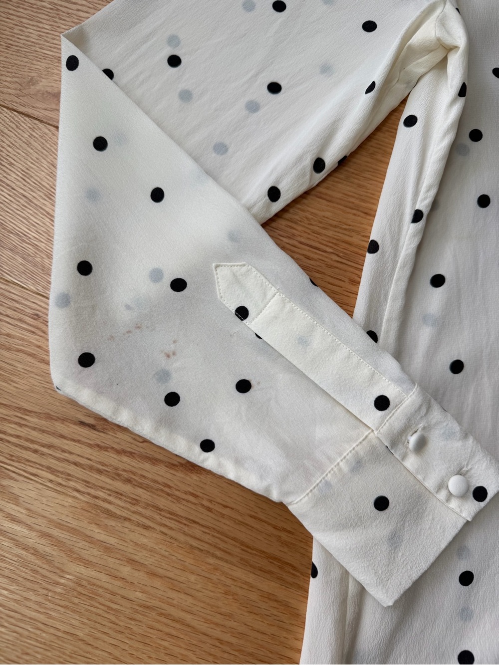 Sézane Florence Shirt 100% Silk Polka Dot Blouse Ecru Size 34 - Picture 6 of 12